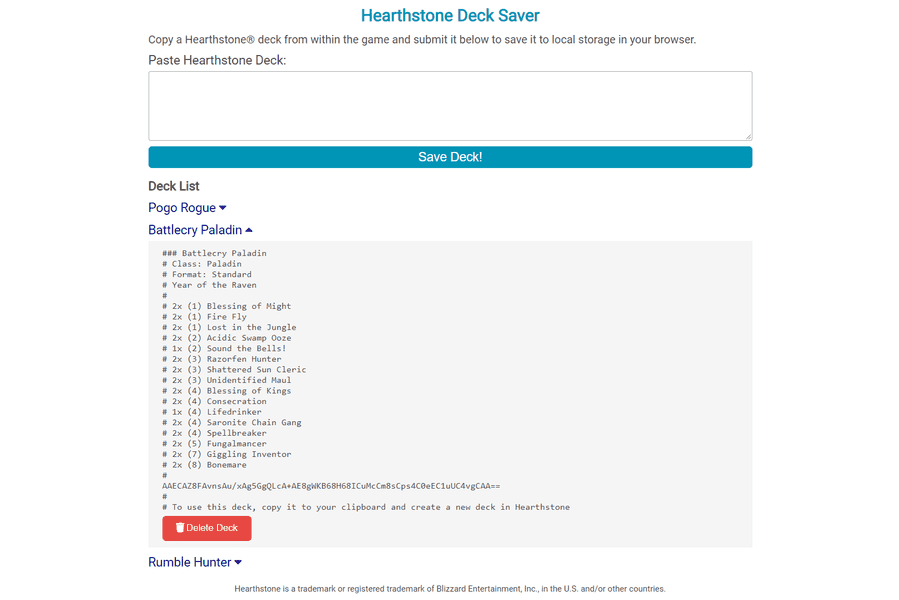 Hearthstone Deck Saver